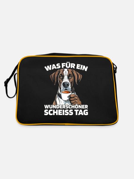 Deutsche Dogge Halten Sie Bitte Die Fresse - Retro Tasche - Schwarz/Gold - Hinten