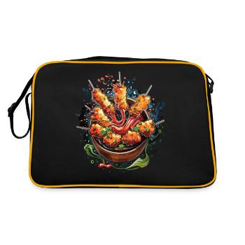 Nourriture chinoise crabe Rangoon Meme drôle - Sac Retro - noir/or - Dos