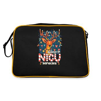 Weihnachten auf der Neugeborenen-Intensivstation Glaubt an Wunder auf der Neugeborenen-Intensivstation - Retro Tasche - Schwarz/Gold - Hinten