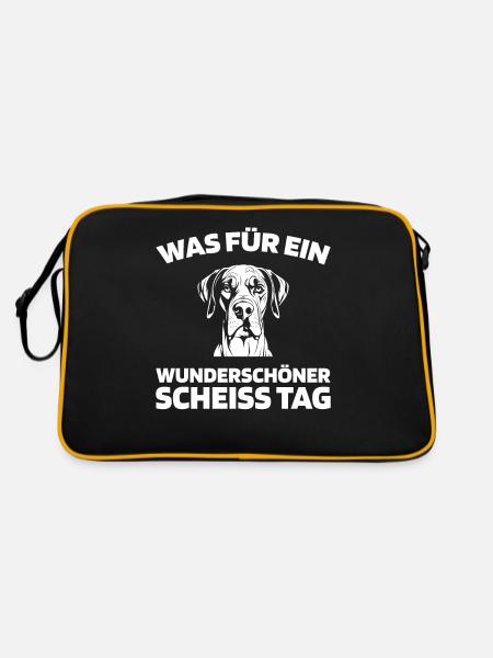 Great Dane, please keep your mouth shut - Retro Bag - black/gold - Back