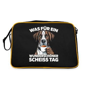 Great Dane, please keep your mouth shut - Retro Bag - black/gold - Back