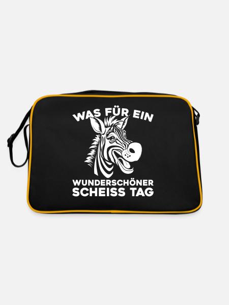 Zebra Halten Sie Bitte Die Fresse - Retro Tasche - Schwarz/Gold - Hinten