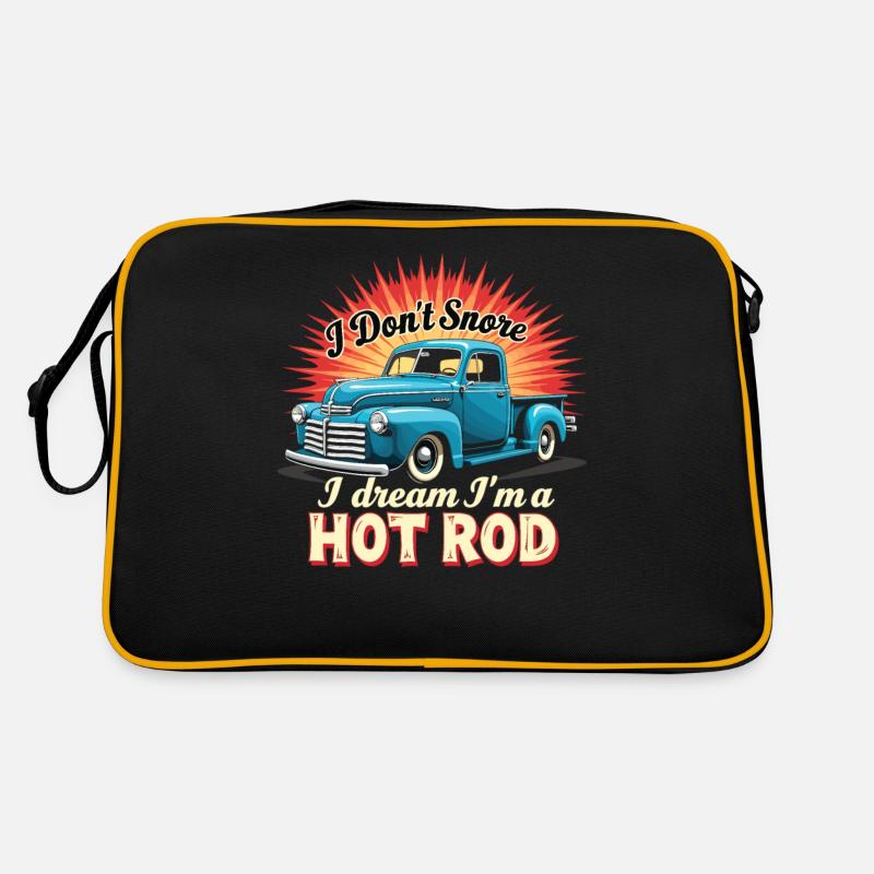 I Dont Snore I Dream Im A Hot Rod Hotrods - Retro Tasche - Schwarz/Gold