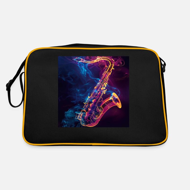 Saxophon - Retro Tasche - Schwarz/Gold