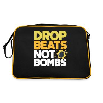 Techno Lover: Drop Beats Not Bombs Stil - Retro Tasche - Schwarz/Gold - Hinten