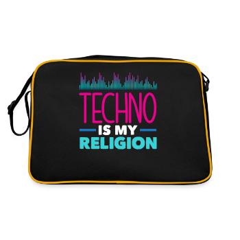 Techno Lover: Techno is my religion - Retro Bag - black/gold - Back
