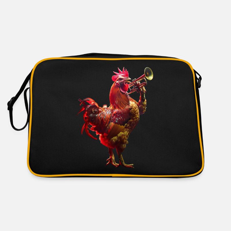 Hahn Trompete - Retro Tasche - Schwarz/Gold