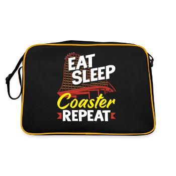Achterbahn Essen Schlafen Wiederholen - Retro Tasche - Schwarz/Gold - Hinten