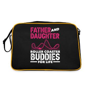 Roller Coaster Vater Und Tochter Freunde - Retro Tasche - Schwarz/Gold - Hinten