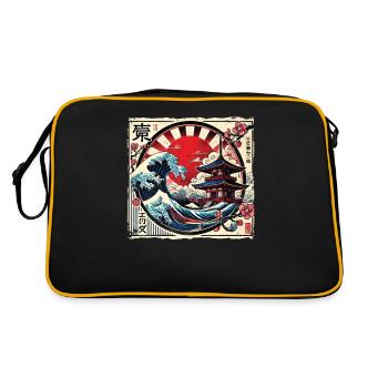 Pagode japonaise traditionnelle, - Sac Retro - noir/or - Dos