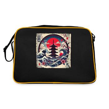 Pagode japonaise traditionnelle, - Sac Retro - noir/or - Dos