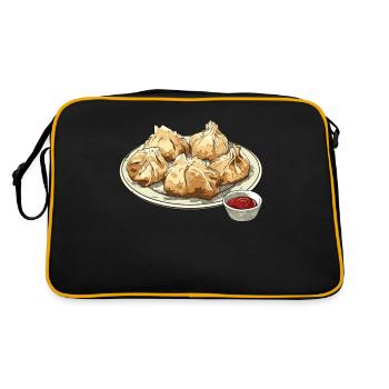 RF Nourriture Chinoise Crabe Rangoon Mème Drôle - Sac Retro - noir/or - Dos