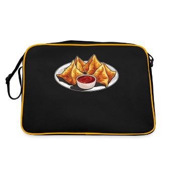 RF Nourriture Chinoise Crabe Rangoon Mème Drôle - Sac Retro - noir/or - Dos