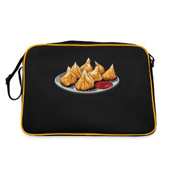 RF Nourriture Chinoise Crabe Rangoon Mème Drôle - Sac Retro - noir/or - Dos
