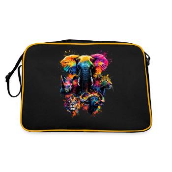Colorful Artistic Big Five Wildlife Safari - Retro Bag - black/gold - Back