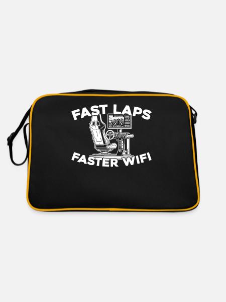 Sim Racing - Retro Tasche - Schwarz/Gold - Hinten