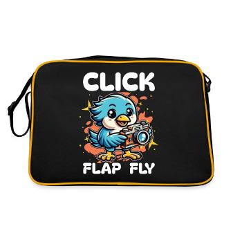 Bird Photography Click Flap Fly Ornithologist - Retro Bag - black/gold - Back