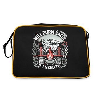Wird Salbei und Brücken verbrennen, wenn es nötig - Retro Tasche - Schwarz/Gold - Hinten