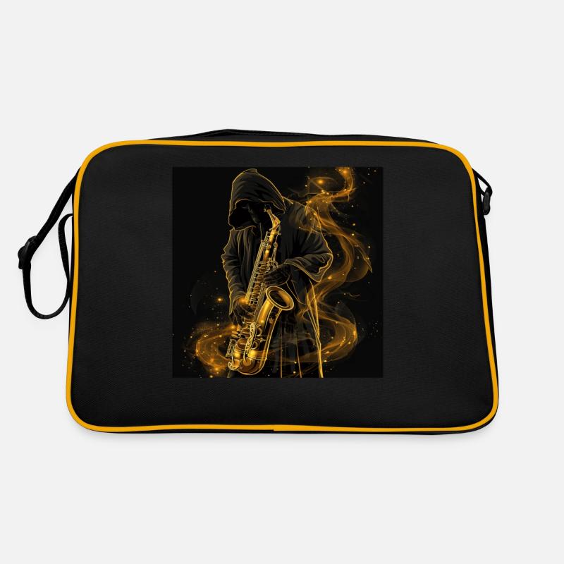 Saxophon - Retro Tasche - Schwarz/Gold