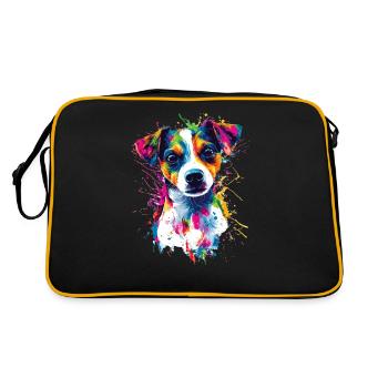 Bunt Künstlerisch Jack Russell Terrier Hund Jacky - Retro Tasche - Schwarz/Gold - Hinten