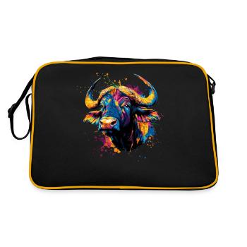 Colorful Artistic Buffalo Big Five Wildlife Safari - Retro Bag - black/gold - Back
