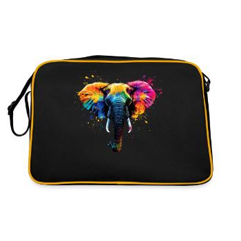 Colorful Artistic Elephant Big Five Wild Animals - Retro Bag - black/gold - Back