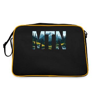 Mountains MTN – Natur & Berglandschaft Outdoor - Retro Tasche - Schwarz/Gold - Hinten