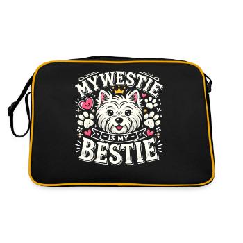 Mein Westie ist mein bester Freund - Retro Tasche - Schwarz/Gold - Hinten