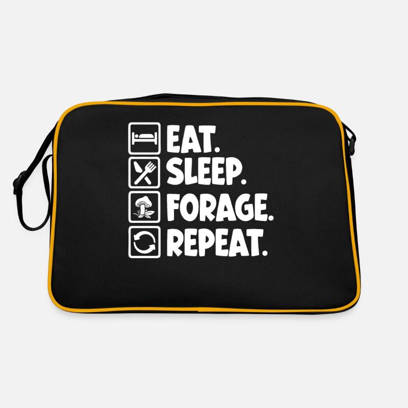 Eat Sleep Forage Repeat Pilzsammler Retro Tasche