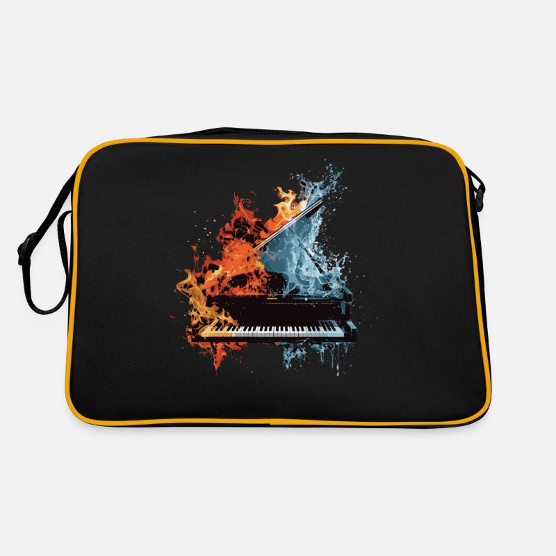 Klavier - Retro Tasche - Schwarz/Gold