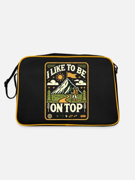 Ich mag es, ganz oben zu sein - Retro Tasche - Schwarz/Gold - Hinten