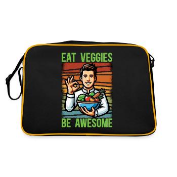 Vegetarian Eat Veggies Be Awesome Nutritionist - Retro Tasche - Schwarz/Gold - Hinten