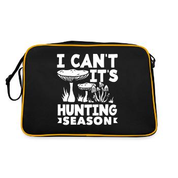 Pilzsammler Jagdsaison Ich Kann Nicht - Retro Tasche - Schwarz/Gold - Hinten