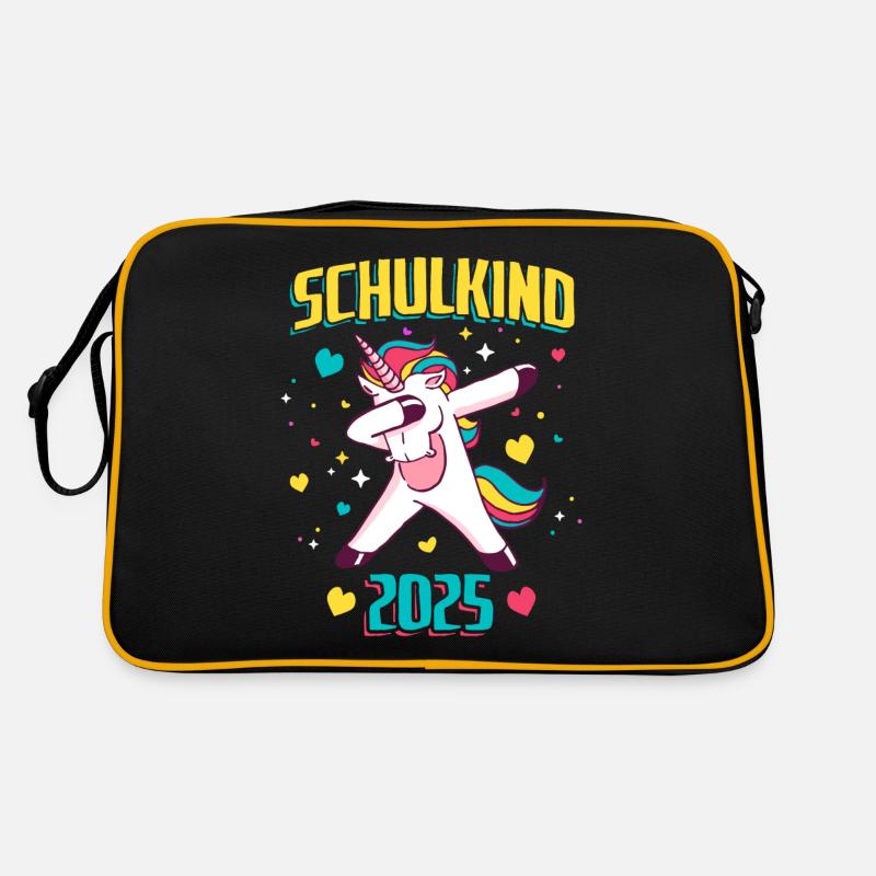 Schulkind 2025 Einhorn Einschulung Retro Tasche