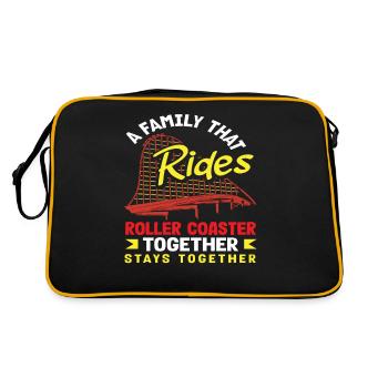 Achterbahn Familienfahrt Gemeinsam Stark - Retro Tasche - Schwarz/Gold - Hinten