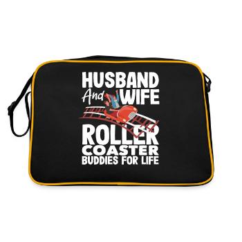 Ehepaar Achterbahn Freunde fürs Leben - Retro Tasche - Schwarz/Gold - Hinten