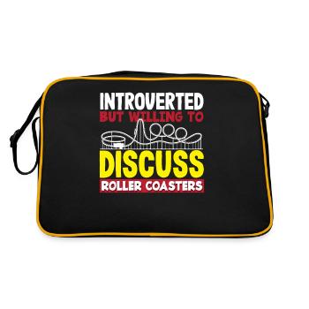Introvertiert Aber Bereit Über Achterbahnen Zu - Retro Tasche - Schwarz/Gold - Hinten