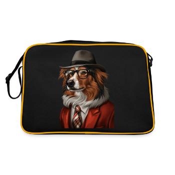 Shetland Sheepdog - Retro Tasche - Schwarz/Gold - Hinten