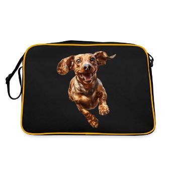 Dackel - Retro Tasche - Schwarz/Gold - Hinten