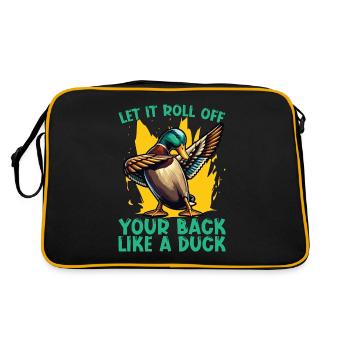 Mallard Duck Let It Roll Of Your Back Duck Hunter - Retro Tasche - Schwarz/Gold - Hinten