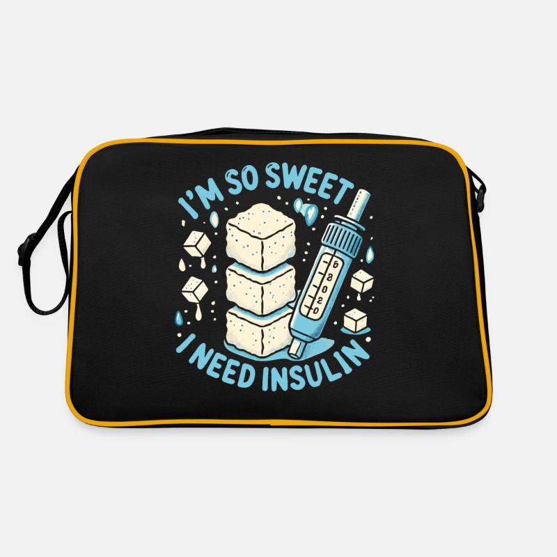 Ich bin so süß, dass ich Insulin brauche - Retro Tasche - Schwarz/Gold