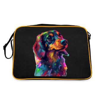 Dackel - Retro Tasche - Schwarz/Gold - Hinten