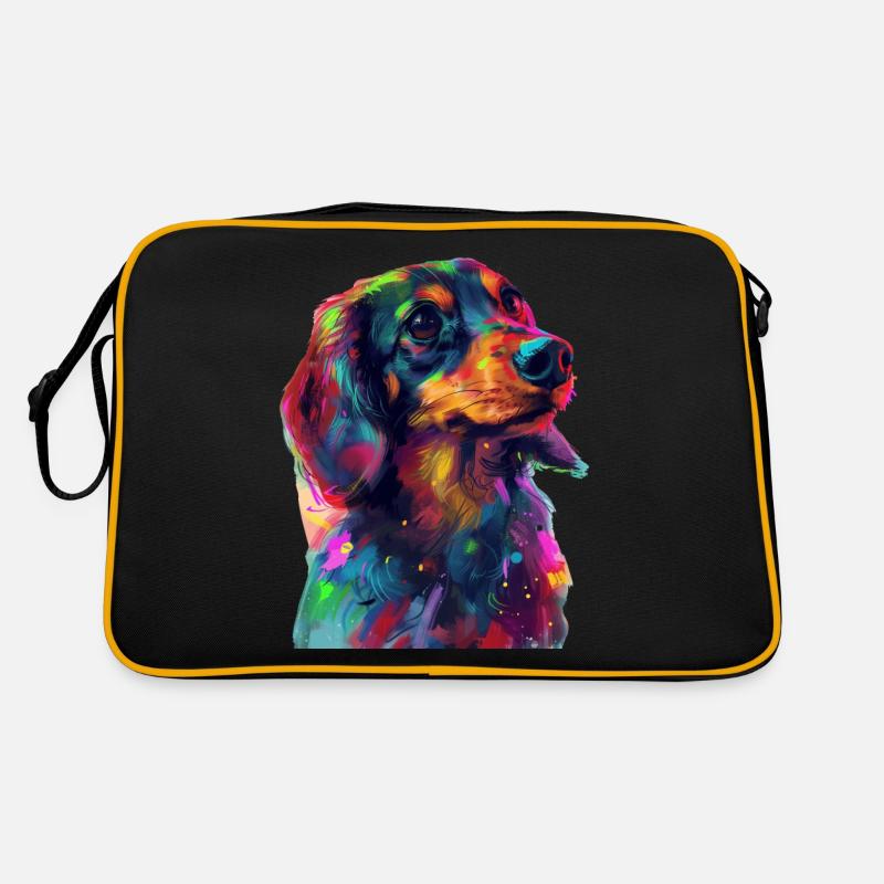 Dackel - Retro Tasche - Schwarz/Gold