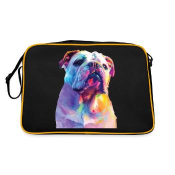 Englische Bulldogge - Retro Tasche - Schwarz/Gold - Hinten