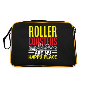 Achterbahnen Mein Glücksort Abenteuer - Retro Tasche - Schwarz/Gold - Hinten
