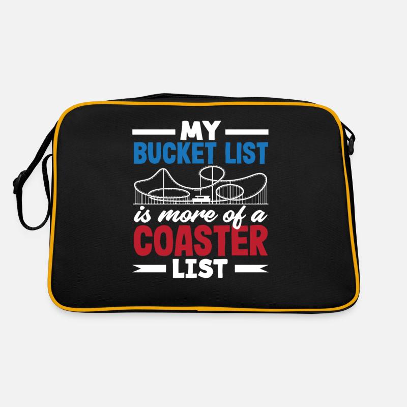 Meine Achterbahn Bucket List - Retro Tasche - Schwarz/Gold
