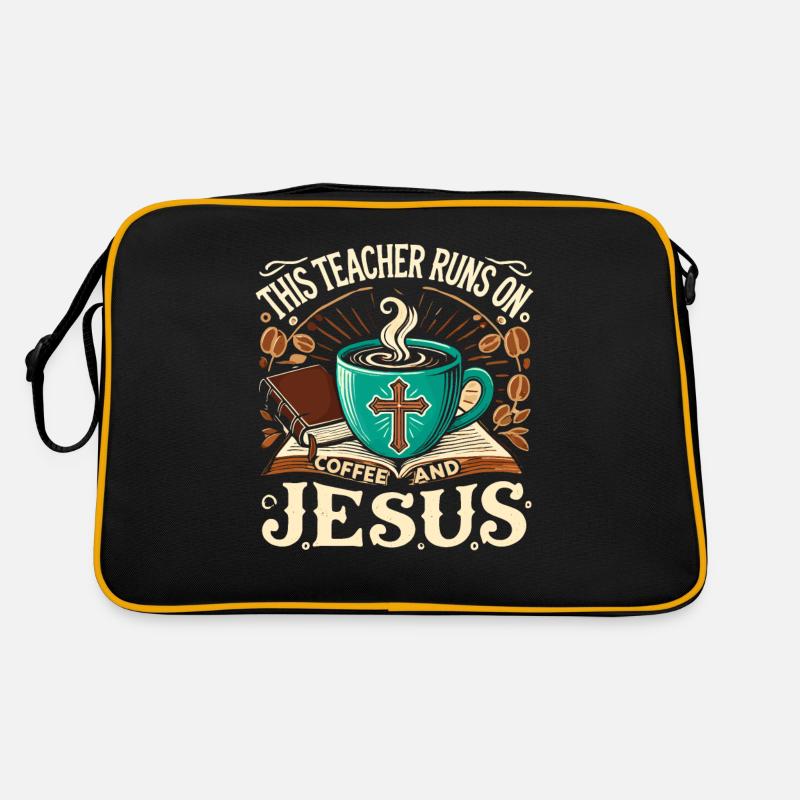 Dieser Lehrer lebt von Kaffee und Jesus Retro Tasche