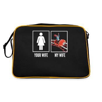 Achterbahnspaß Deine Frau Meine Frau - Retro Tasche - Schwarz/Gold - Hinten