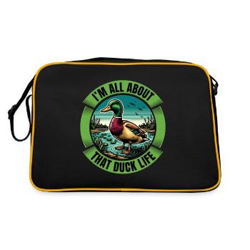 Mallard Duck I'm All About That Duck Water Bird - Retro Tasche - Schwarz/Gold - Hinten