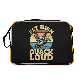 Mallard Duck Fly High Quack Loud Retro Water Bird - Retro Tasche - Schwarz/Gold - Hinten